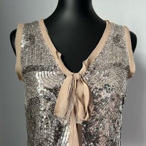 J. Crew Collection Sequin Sleeveless Blouse in silver and nude